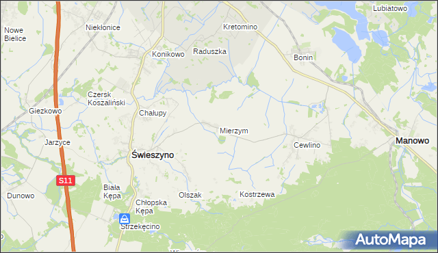 mapa Mierzym, Mierzym na mapie Targeo