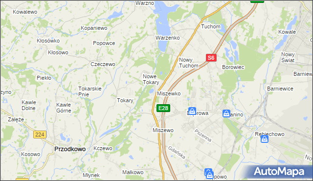 mapa Miszewko gmina Żukowo, Miszewko gmina Żukowo na mapie Targeo