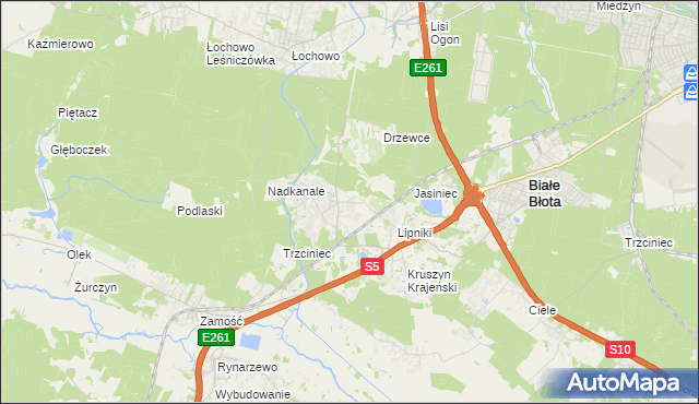 mapa Murowaniec gmina Białe Błota, Murowaniec gmina Białe Błota na mapie Targeo