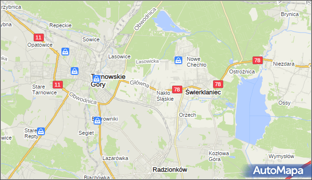 mapa Nakło Śląskie, Nakło Śląskie na mapie Targeo