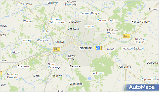 mapa Nasielsk, Nasielsk na mapie Targeo