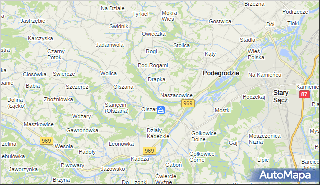 mapa Naszacowice, Naszacowice na mapie Targeo