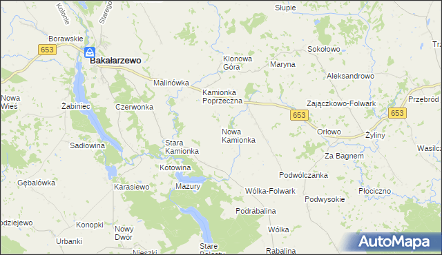 mapa Nowa Kamionka gmina Bakałarzewo, Nowa Kamionka gmina Bakałarzewo na mapie Targeo