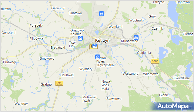 mapa Nowa Wieś Kętrzyńska, Nowa Wieś Kętrzyńska na mapie Targeo