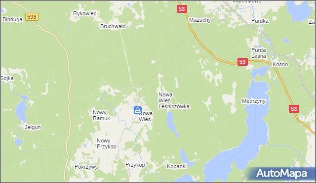 mapa Nowa Wieś Leśniczówka, Nowa Wieś Leśniczówka na mapie Targeo