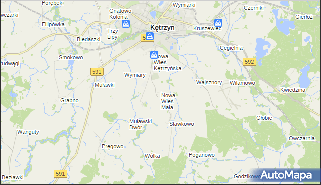 mapa Nowa Wieś Mała gmina Kętrzyn, Nowa Wieś Mała gmina Kętrzyn na mapie Targeo