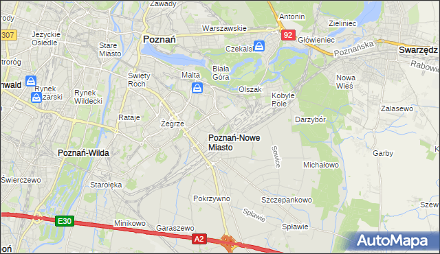 mapa Nowe Miasto gmina Poznań, Nowe Miasto gmina Poznań na mapie Targeo