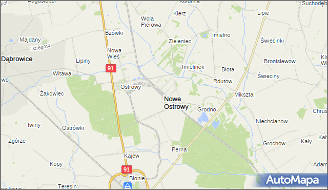 mapa Nowe Ostrowy, Nowe Ostrowy na mapie Targeo