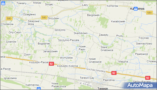 mapa Nowe Paski, Nowe Paski na mapie Targeo