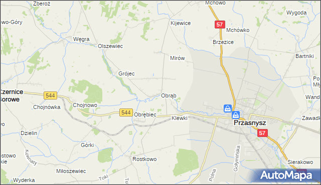 mapa Obrąb gmina Przasnysz, Obrąb gmina Przasnysz na mapie Targeo