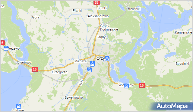 mapa Orzysz, Orzysz na mapie Targeo