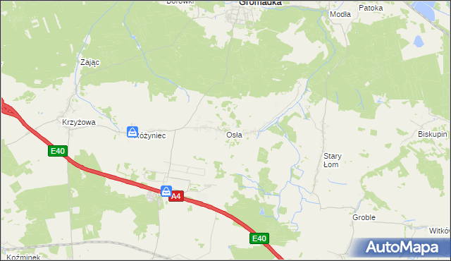 mapa Osła, Osła na mapie Targeo