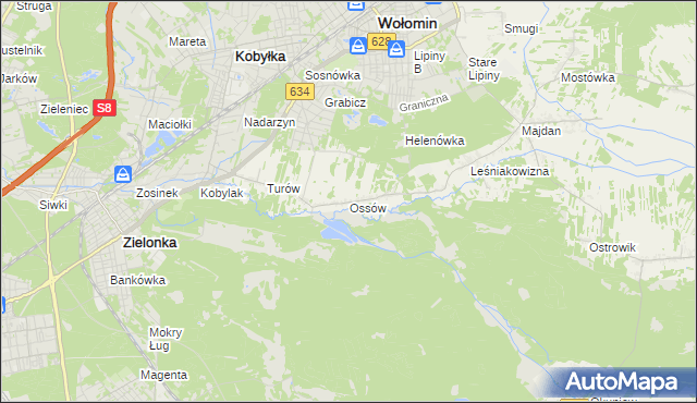 mapa Ossów, Ossów na mapie Targeo