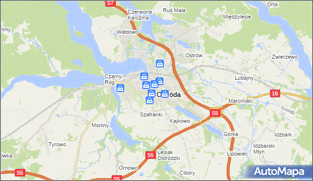 mapa Ostróda, Ostróda na mapie Targeo