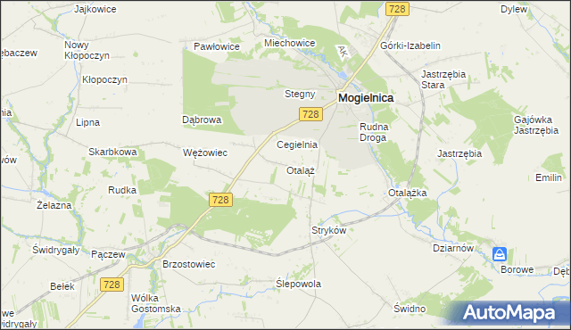 mapa Otaląż gmina Mogielnica, Otaląż gmina Mogielnica na mapie Targeo