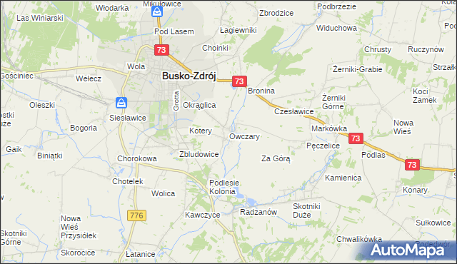 mapa Owczary gmina Busko-Zdrój, Owczary gmina Busko-Zdrój na mapie Targeo