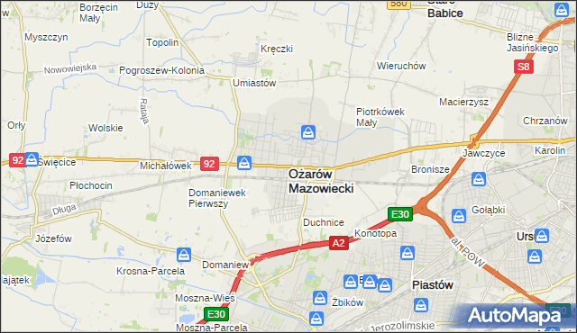 mapa Ożarów Mazowiecki, Ożarów Mazowiecki na mapie Targeo