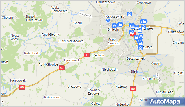 mapa Pęchcin, Pęchcin na mapie Targeo