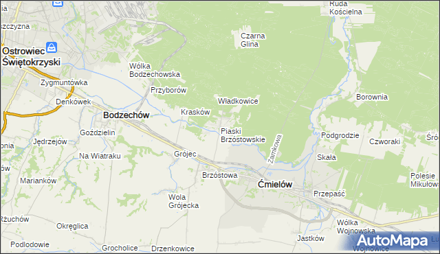 mapa Piaski Brzóstowskie, Piaski Brzóstowskie na mapie Targeo