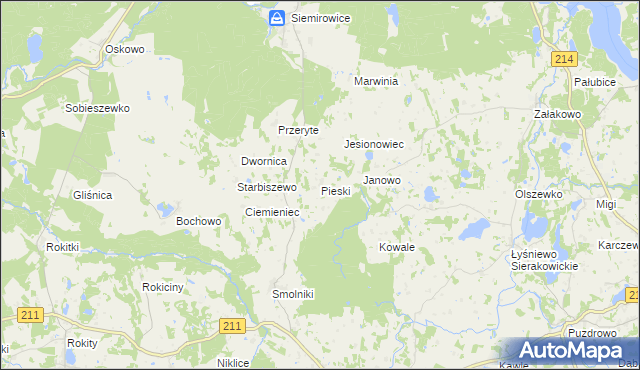 mapa Pieski gmina Cewice, Pieski gmina Cewice na mapie Targeo