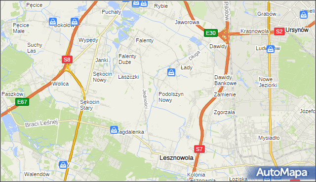 mapa Podolszyn Nowy, Podolszyn Nowy na mapie Targeo