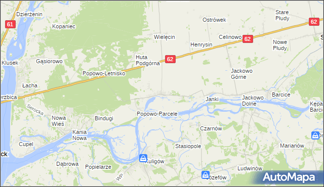 mapa Popowo Kościelne gmina Somianka, Popowo Kościelne gmina Somianka na mapie Targeo