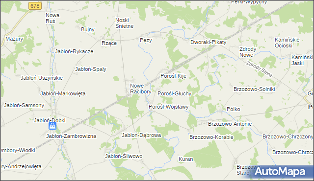 mapa Porośl-Głuchy, Porośl-Głuchy na mapie Targeo