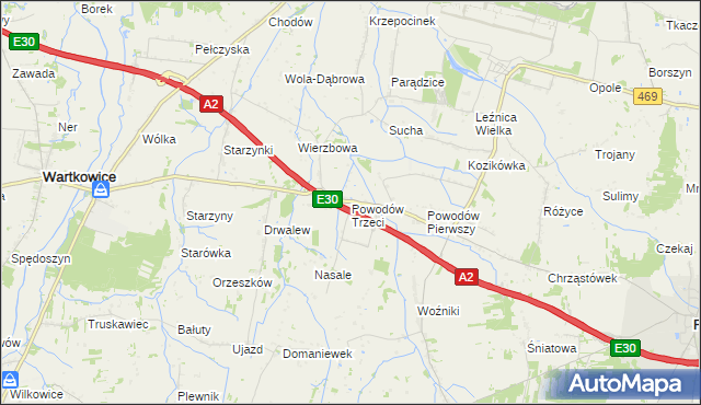 mapa Powodów Trzeci, Powodów Trzeci na mapie Targeo