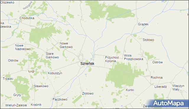 mapa Przychód gmina Szreńsk, Przychód gmina Szreńsk na mapie Targeo