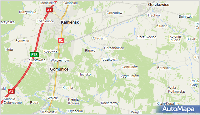 mapa Pudzików, Pudzików na mapie Targeo