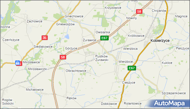 mapa Pustków Żurawski, Pustków Żurawski na mapie Targeo