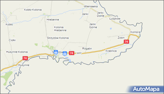 mapa Rogalin gmina Horodło, Rogalin gmina Horodło na mapie Targeo