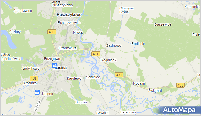 mapa Rogalinek, Rogalinek na mapie Targeo