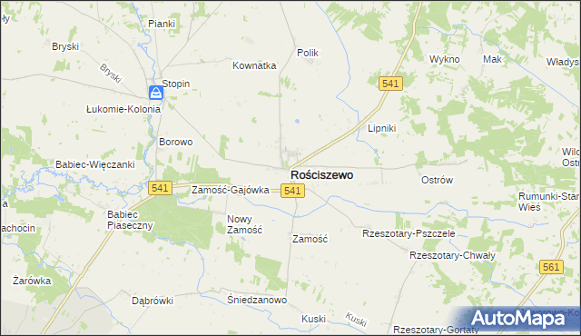 mapa Rościszewo powiat sierpecki, Rościszewo powiat sierpecki na mapie Targeo