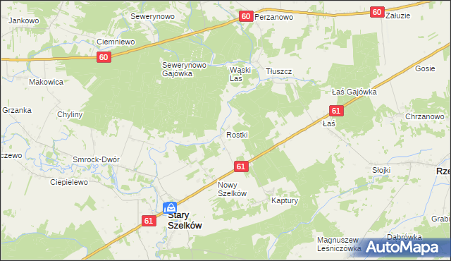 mapa Rostki gmina Szelków, Rostki gmina Szelków na mapie Targeo