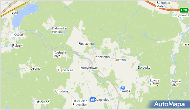 mapa Rozłazino gmina Łęczyce, Rozłazino gmina Łęczyce na mapie Targeo