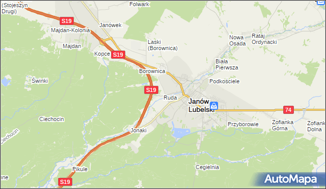 mapa Ruda gmina Janów Lubelski, Ruda gmina Janów Lubelski na mapie Targeo