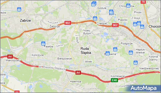 mapa Rudy Śląskiej, Ruda Śląska na mapie Targeo