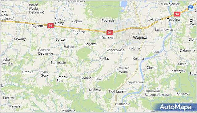 mapa Rudka gmina Wojnicz, Rudka gmina Wojnicz na mapie Targeo