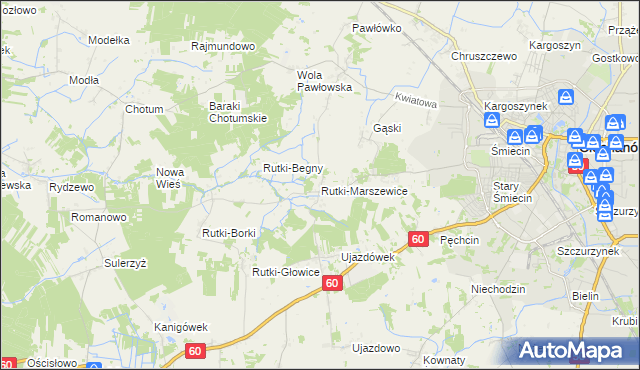 mapa Rutki-Marszewice, Rutki-Marszewice na mapie Targeo