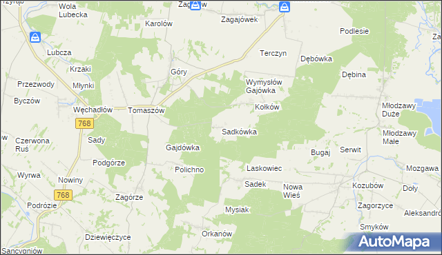 mapa Sadkówka, Sadkówka na mapie Targeo