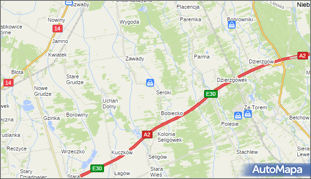 mapa Seroki gmina Łyszkowice, Seroki gmina Łyszkowice na mapie Targeo