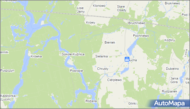 mapa Sielanka gmina Lubiewo, Sielanka gmina Lubiewo na mapie Targeo