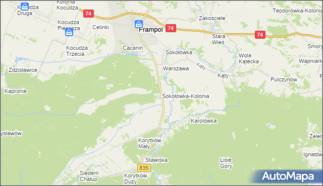 mapa Sokołówka-Kolonia, Sokołówka-Kolonia na mapie Targeo