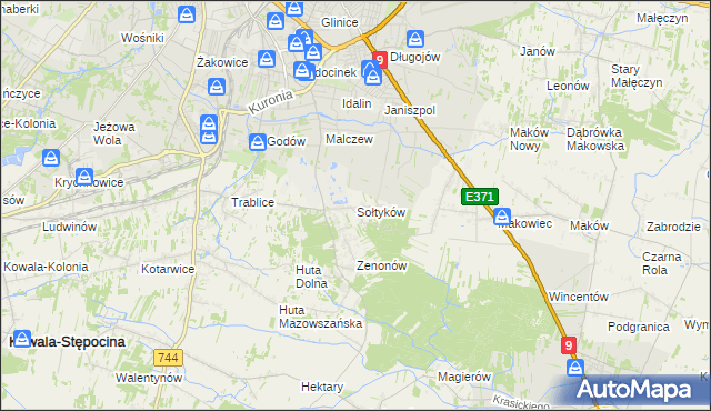 mapa Sołtyków gmina Skaryszew, Sołtyków gmina Skaryszew na mapie Targeo