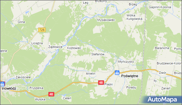 mapa Stefanów gmina Poświętne, Stefanów gmina Poświętne na mapie Targeo