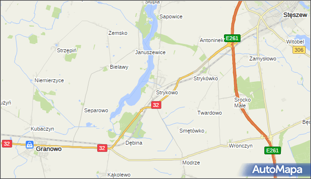 mapa Strykowo, Strykowo na mapie Targeo