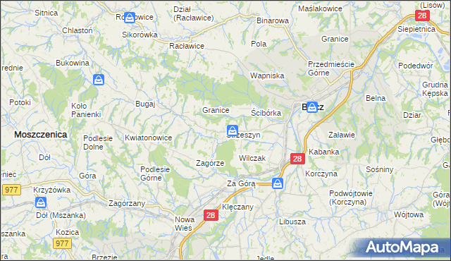 mapa Strzeszyn gmina Biecz, Strzeszyn gmina Biecz na mapie Targeo