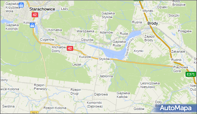 mapa Styków gmina Brody, Styków gmina Brody na mapie Targeo