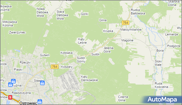 mapa Sudół gmina Bodzechów, Sudół gmina Bodzechów na mapie Targeo